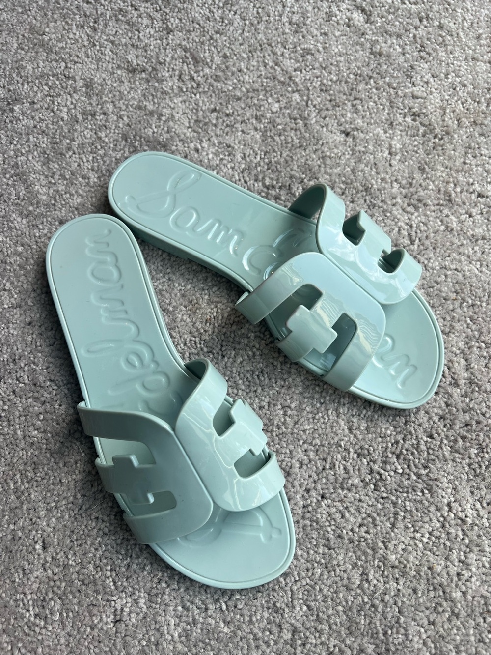 Sam Edelman Mint Green Patent Slide Sandals